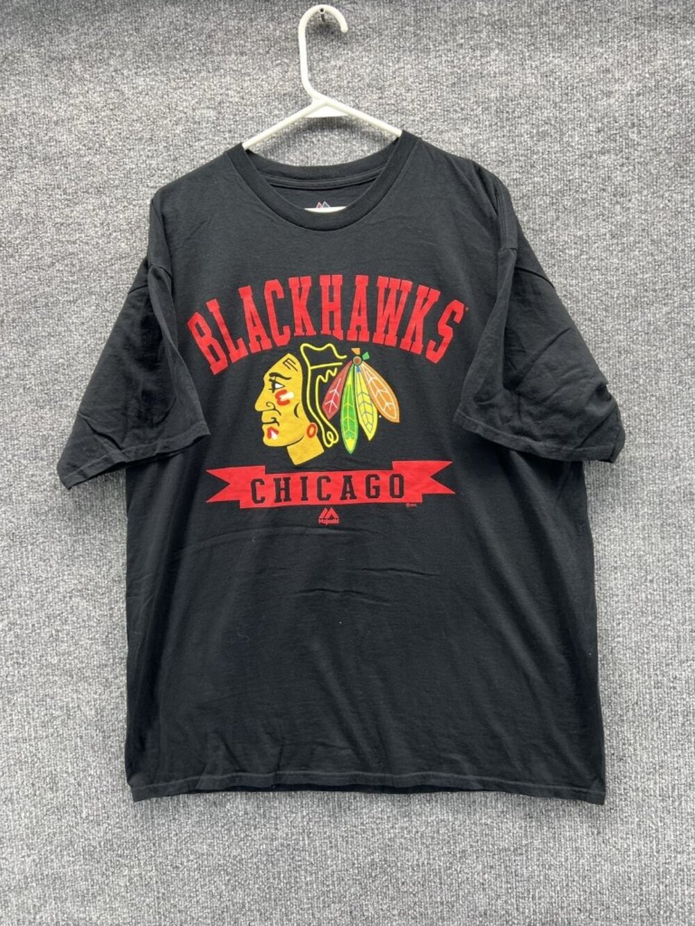 Majestic Chicago Blackhawks Shirt Mens XL Black NHL Hockey Graphic Tee